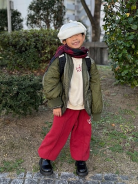 「アイテム（バックパック/リュック）」を使った、lenlen_rinrinさん（キッズ・110cm）の冬コーディネート