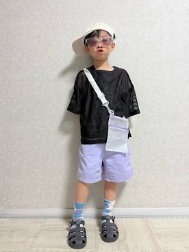 「devirock（デビロック）のアイテム（サンダル）」を使った、lenlen23さん（キッズ・110cm）の夏コーディネート