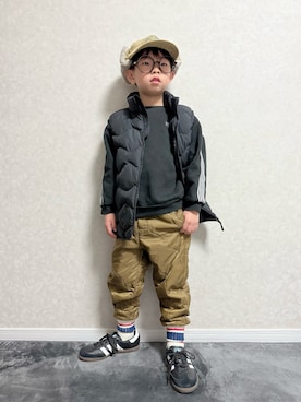 「アイテム（ダウンベスト）」を使った、lenlen_rinrinさん（キッズ・110cm）の冬コーディネート