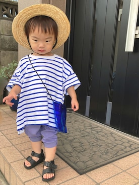 「Ampersand（アンパサンド）のアイテム（サンダル）」を使った、lenlen23さん（キッズ・80cm）の夏コーディネート