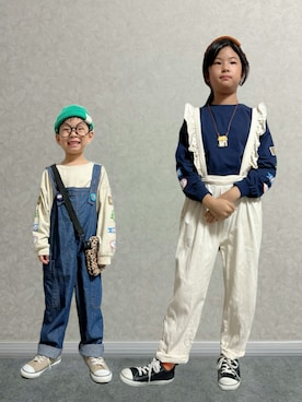 「アイテム（ニットキャップ/ビーニー）」を使った、lenlen23さん（キッズ・110cm）の秋コーディネート