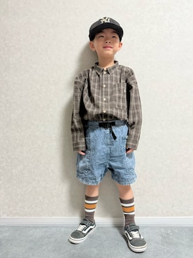 「アイテム（シャツ/ブラウス）」を使った、lenlen23さん（キッズ・110cm）の秋コーディネート