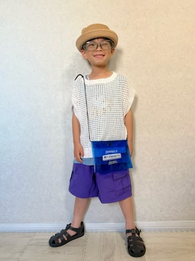 「アイテム（ニット/セーター）」を使った、lenlen23さん（キッズ・110cm）の夏コーディネート