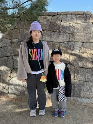 「瞬足（シュンソク）の【瞬足】防水設計スクールスニーカー（スニーカー）」を使った、lenlen_rinrinさん（キッズ・110cm）の冬コーディネート