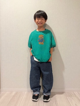 「アイテム（デニムパンツ）」を使った、lenlen_rinrinさん（キッズ・110cm）の秋コーディネート