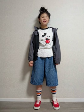 「アイテム（ナイロンジャケット）」を使った、lenlen_rinrinさん（キッズ・110cm）の春コーディネート