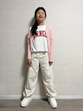 「GU（ジーユー）のアイテム（パンツ）」を使った、lenlen_rinrinさん（キッズ・145cm）の春コーディネート
