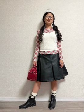 「GU（ジーユー）のアイテム（バッグ）」を使った、lenlen_rinrinさん（キッズ・148cm）の秋コーディネート
