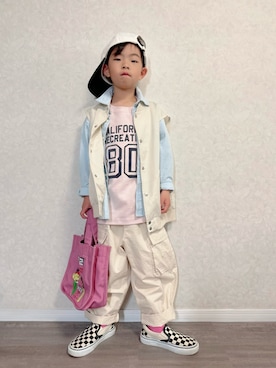 「GU（ジーユー）のアイテム（帽子）」を使った、lenlen_rinrinさん（キッズ・110cm）の春コーディネート