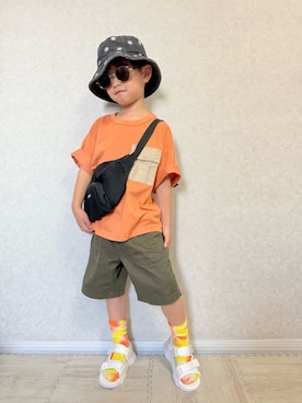 「GU（ジーユー）のアイテム」を使った、lenlen23さん（キッズ・110cm）の夏コーディネート