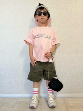 「Bambin（ボンバン）の【 Bambin / ボンバン 】 ボリュームソール デザイン スニーカー（スニーカー）」を使った、lenlen23さん（キッズ・110cm）の夏コーディネート