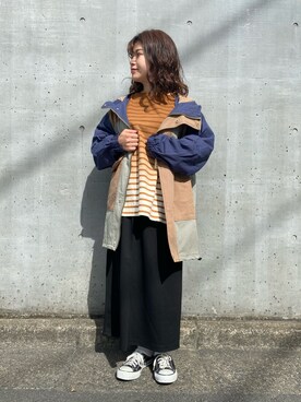 「CUBE SUGAR（キューブシュガー）のアイテム（その他アウター）」を使った、ioriさん（レディース・147cm）の秋コーディネート
