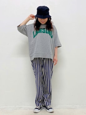 「CUBE SUGAR（キューブシュガー）のアイテム（帽子）」を使った、ioriさん（レディース・146cm）の夏コーディネート