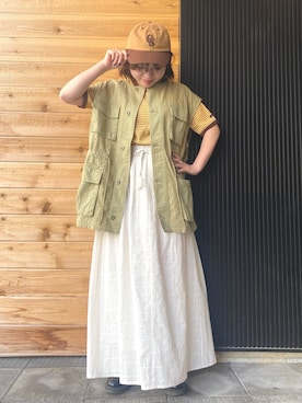 「CUBE SUGAR（キューブシュガー）のアイテム（帽子）」を使った、ioriさん（レディース・147cm）の夏コーディネート