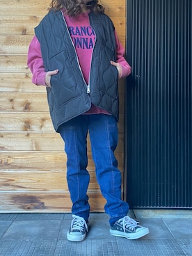 「CUBE SUGAR（キューブシュガー）のアイテム（その他アウター）」を使った、ioriさん（レディース・147cm）の冬コーディネート