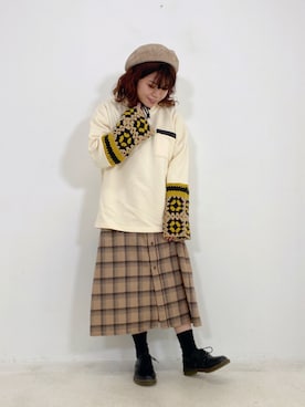 「CUBE SUGAR（キューブシュガー）のアイテム（シャツワンピース）」を使った、ioriさん（レディース・146cm）の冬コーディネート