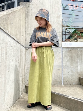 「CUBE SUGAR（キューブシュガー）のアイテム（帽子）」を使った、ioriさん（レディース・146cm）の夏コーディネート