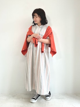 「ＵＶカット」｜「アイテム（シャツワンピース）」を使った、ioriさん（レディース・147cm）の夏コーディネート