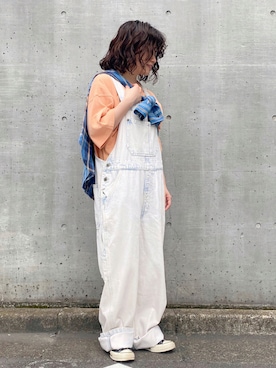 「CUBE SUGAR（キューブシュガー）のアイテム（サロペット/オーバーオール）」を使った、ioriさん（レディース・146cm）の夏コーディネート