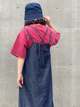 「CUBE SUGAR（キューブシュガー）のアイテム（帽子）」を使った、ioriさん（レディース・147cm）の夏コーディネート