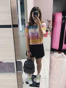 「H:CONNECT（エイチコネクト）のアイテム」を使った、Olive Yangさん（レディース・170cm）の夏コーディネート