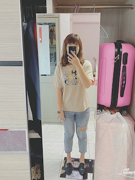 「CACO（カコ）のアイテム（トップス）」を使った、Olive Yangさん（レディース・170cm）の夏コーディネート