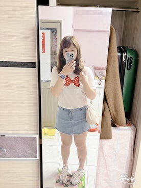 「H:CONNECT（エイチコネクト）のアイテム」を使った、Olive Yangさん（レディース・170cm）の夏コーディネート