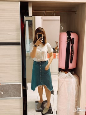 「H:CONNECT（エイチコネクト）のアイテム」を使った、Olive Yangさん（レディース・170cm）の夏コーディネート