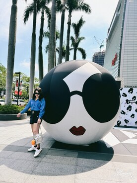 「AIR SPACE（エアースペース）のアイテム」を使った、Olive Yangさん（レディース・170cm）の秋コーディネート