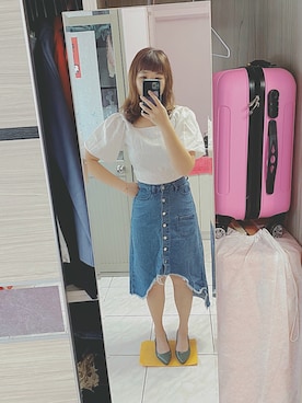 「H:CONNECT（エイチコネクト）のアイテム」を使った、Olive Yangさん（レディース・170cm）の夏コーディネート