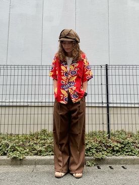 「arth（アース）のarth  Corduroy Tuck Cas / アース（キャスケット）」を使った、akaneさん（レディース・155cm）の夏コーディネート