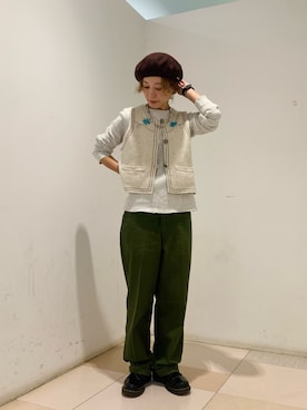 「アイテム（ハンチング/ベレー帽）」を使った、akaneさん（レディース・155cm）の冬コーディネート