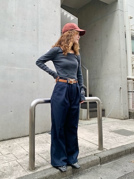 「アイテム（キャップ）」を使った、akaneさん（レディース・155cm）の秋コーディネート