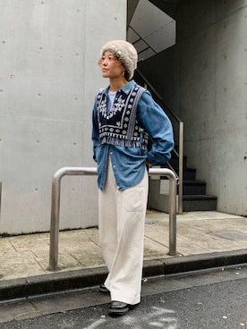 「アイテム（帽子）」を使った、akaneさん（レディース・155cm）の秋コーディネート