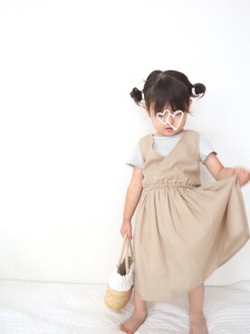 「quoti use fith（クゥオティ　ユース　フィス）のアイテム（ワンピース/ドレス）」を使った、𝚎𝚖𝚖𝚊♡さん（キッズ・90cm）の夏コーディネート