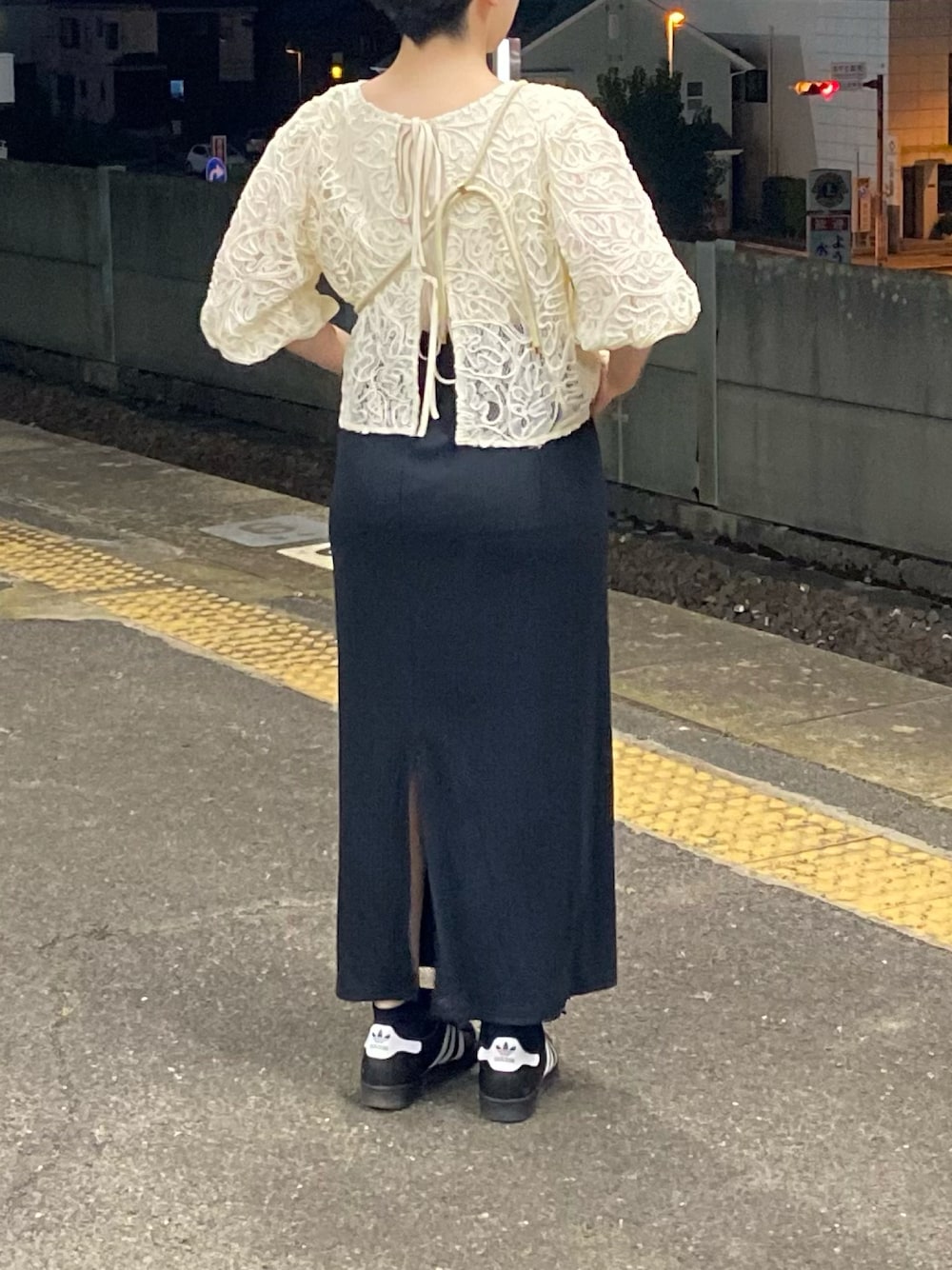 「今日のコーデ」｜「tiptopのアソートシアーレース前後2wayブラウス（シャツ/ブラウス、ホワイト系）」を使った、suiさん（骨格ウェーブ・レディース・150cm）の夏コーディネートの1枚目の写真