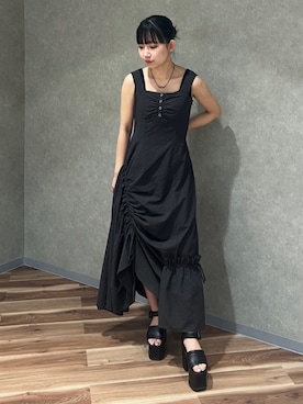 「EMODA（エモダ）のサイドオープンバルキーサンダル（サンダル）」を使った、高橋伶奈さん（レディース・156cm）の春コーディネート