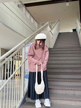 「クルーネックニット」｜sakechan2326さん（レディース・160cm）の冬コーディネート