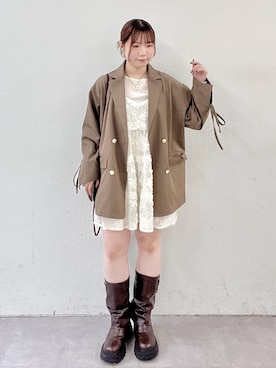 「w closet（ダブルクローゼット）のアイテム（Tシャツ/カットソー）」を使った、みさとさん（レディース・152cm）の秋コーディネート