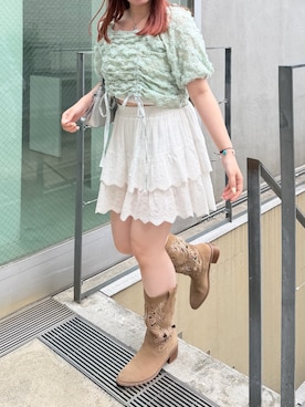 「w closet（ダブルクローゼット）のアイテム（その他パンツ）」を使った、みさとさん（レディース・152cm）の夏コーディネート