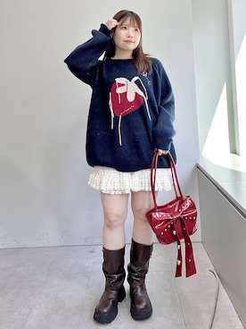 「w closet（ダブルクローゼット）のアイテム（その他パンツ）」を使った、みさとさん（レディース・152cm）の秋コーディネート