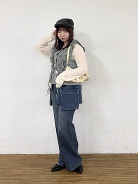 「w closet（ダブルクローゼット）のアイテム（帽子）」を使った、みさとさん（レディース・152cm）の春コーディネート