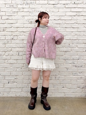 「アイテム（トートバッグ、レッド系）」を使った、みさとさん（レディース・152cm）の秋コーディネート