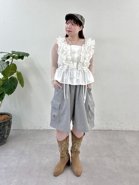 「アイテム（キャップ）」を使った、みさとさん（レディース・152cm）の春コーディネート