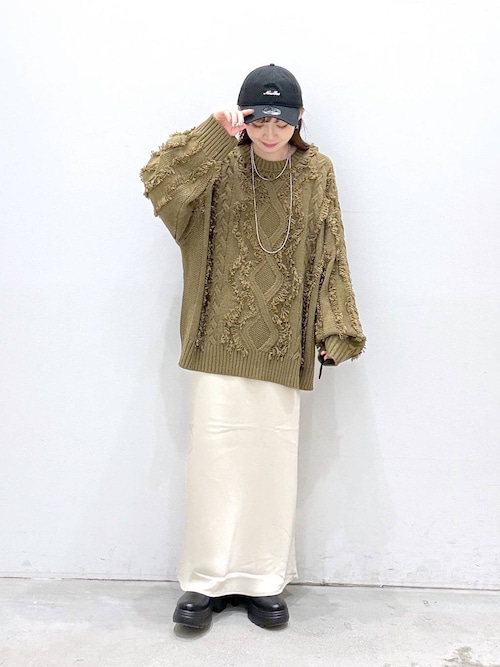 ストレッチサテンスカート　497324