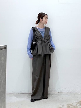 「LEPSIM（レプシィム）のメタルビーズチョーカー　633034（チョーカー、シルバー系）」を使った、raiさん（レディース・154cm）の春コーディネート
