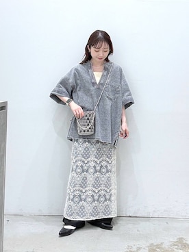 「LEPSIM（レプシィム）の《オフィスライン》チュール刺繍スカート　637922（スカート、ホワイト系）」を使った、raiさん（レディース・154cm）の春コーディネート