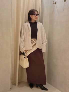 「アイテム（バンダナ/スカーフ、ホワイト系）」を使った、  NATSUさん（レディース・152cm）の秋コーディネート