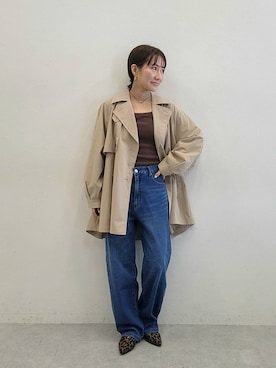 「アイテム（トレンチコート）」を使った、  NATSUさん（レディース・152cm）の秋コーディネート