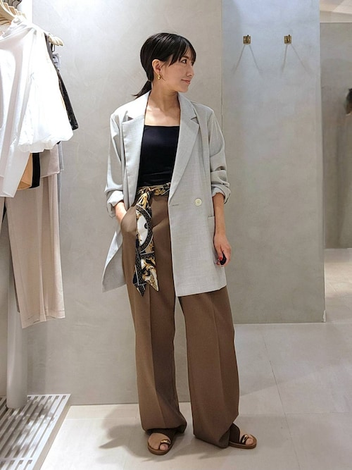 スカーフベルトつきストレートパンツ653134